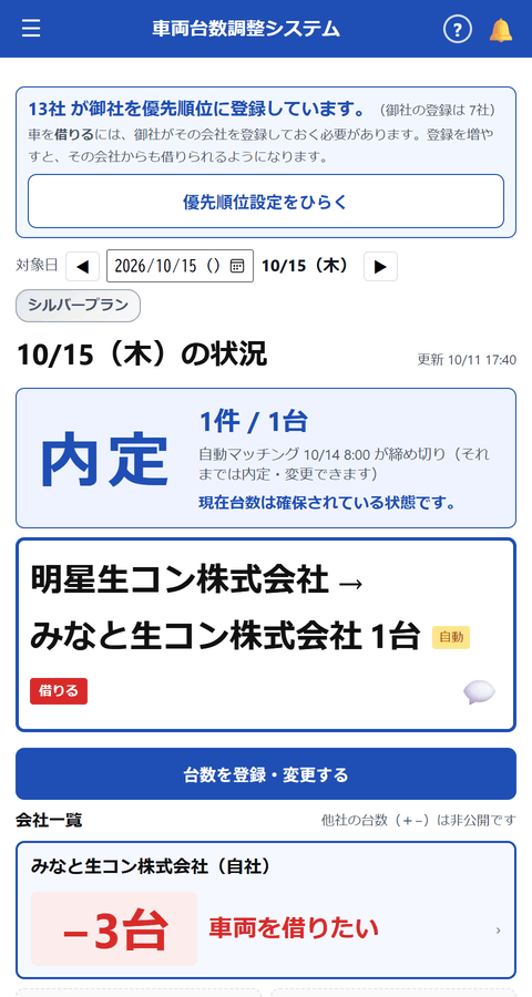 ホーム画面:成立した貸し借りの一覧